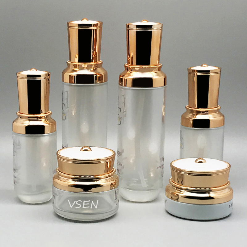 淡红色hth.com套装瓶子 高档玻璃瓶现货 乳液瓶(图6)